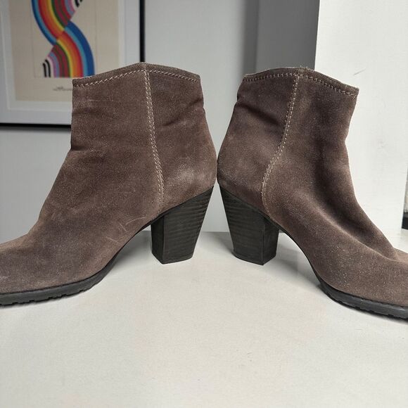 Stuart Weitzman Gray Velour Suede Prancing Tassel Ankle Boots Booties Size 9 - Picture 9 of 11
